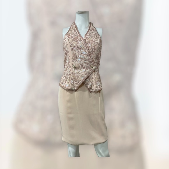 Formal/Cocktail Party Beaded 3 pc D'Ore Suit Size 8 Genny;s Closet - Picture 1 of 8